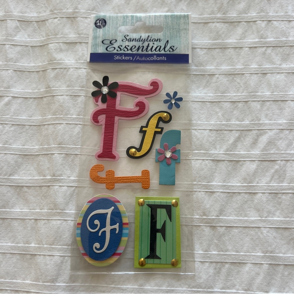 NWT Sandylion Essentials Monogram F Dimensional Sticker Set